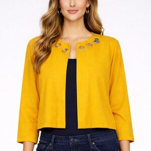 NEW Anthony Original Grommet Detail Jacket 3/4 Sleeve Mustard XS